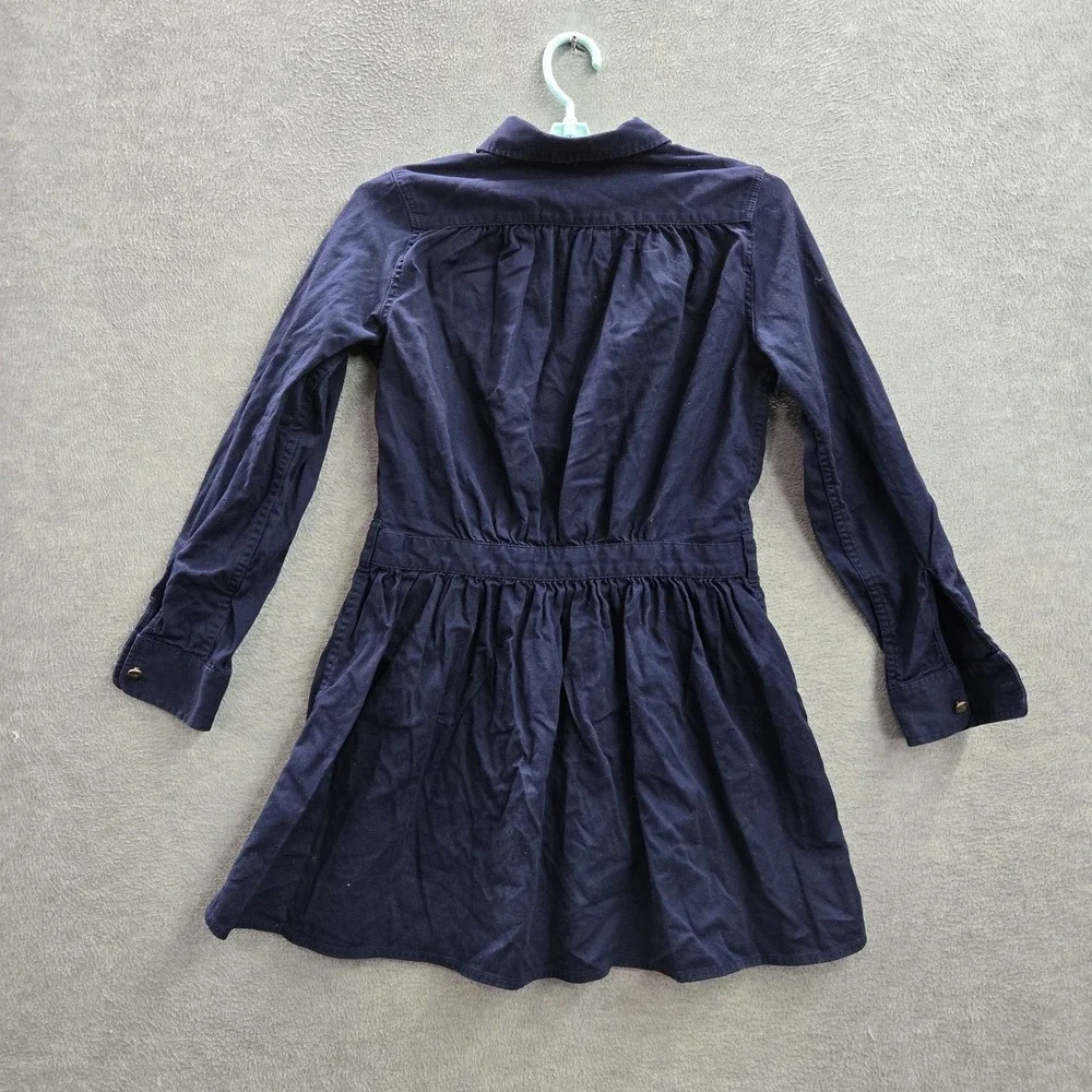 Ralph Lauren Girls Dress 14 Blue Knee Length Shirt Twill A Line Button Up Collar